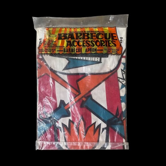 Vintage Apron Hail To The Chef Barbecue Original Packaging USA Parvin Kitschy - Picture 3 of 11